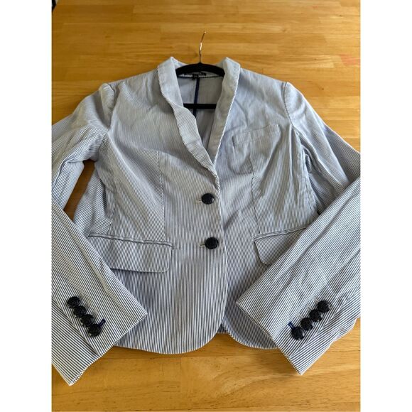 EXPRESS Blue Striped Blazer 2 Button Suit Jacket Women's SZ 6 Career - Picture 11 of 14
